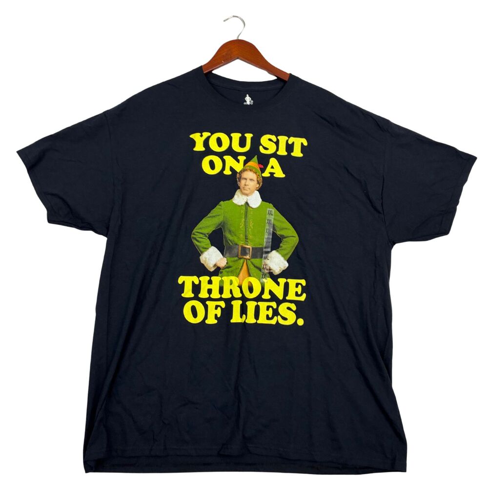 Elf Movie Buddy “You Sit On A Throne Of Lies” Black T-Shirt Men’s 2XL